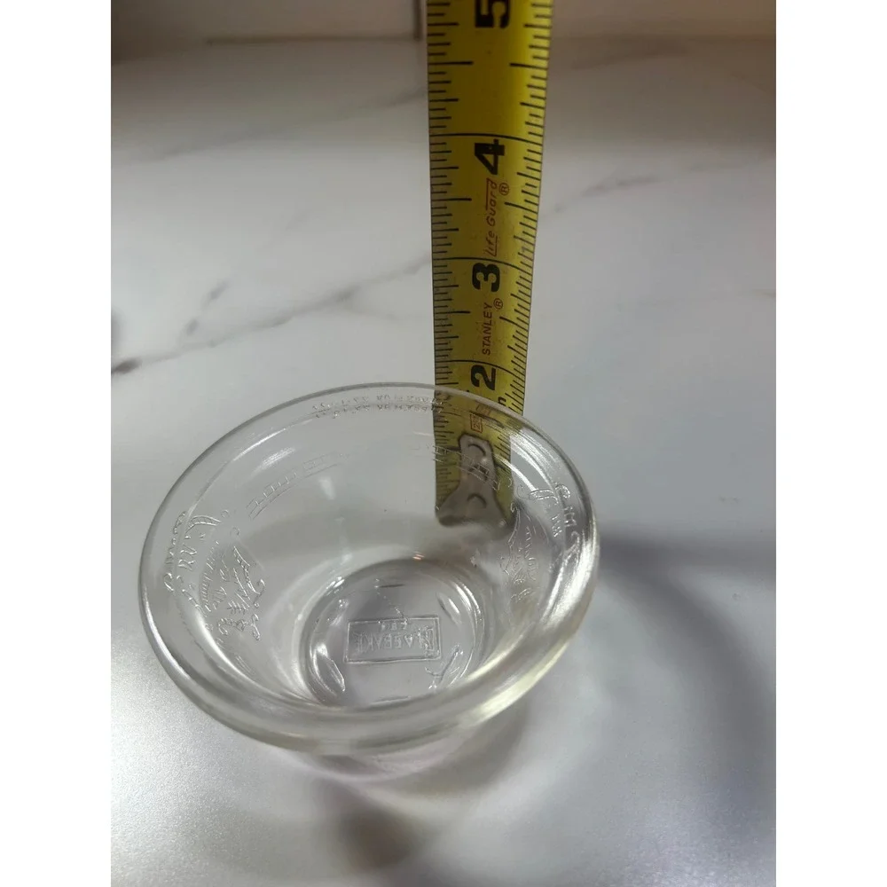 Glasbake Vintage‎ Clear Glass Custard Cups Ramekins Etched Floral Set of 6